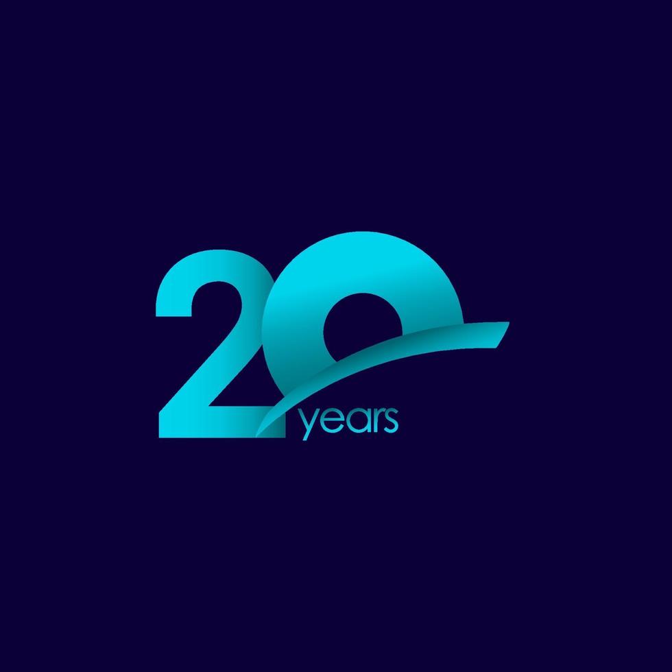 20 Years Anniversary Celebration Blue Shape Vector Template Design Illustration