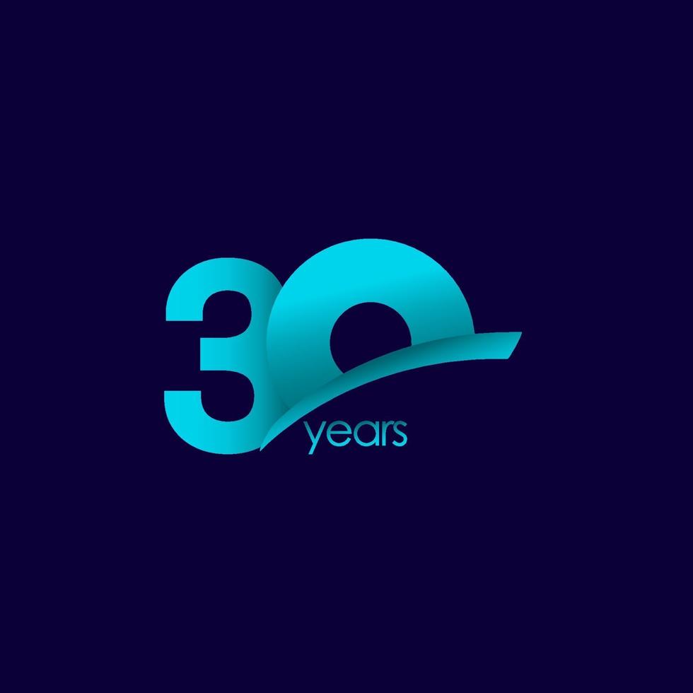 30 Years Anniversary Celebration Blue Shape Vector Template Design Illustration