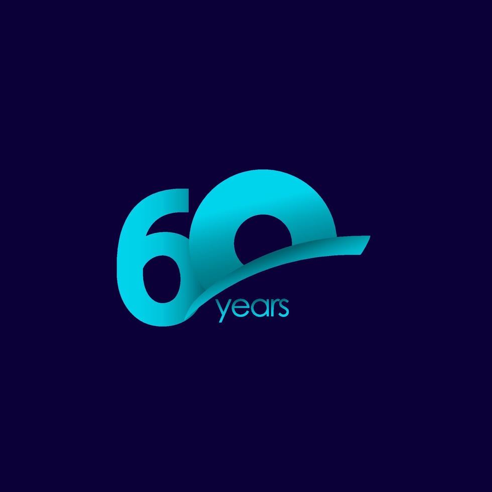 60 Years Anniversary Celebration Blue Shape Vector Template Design Illustration