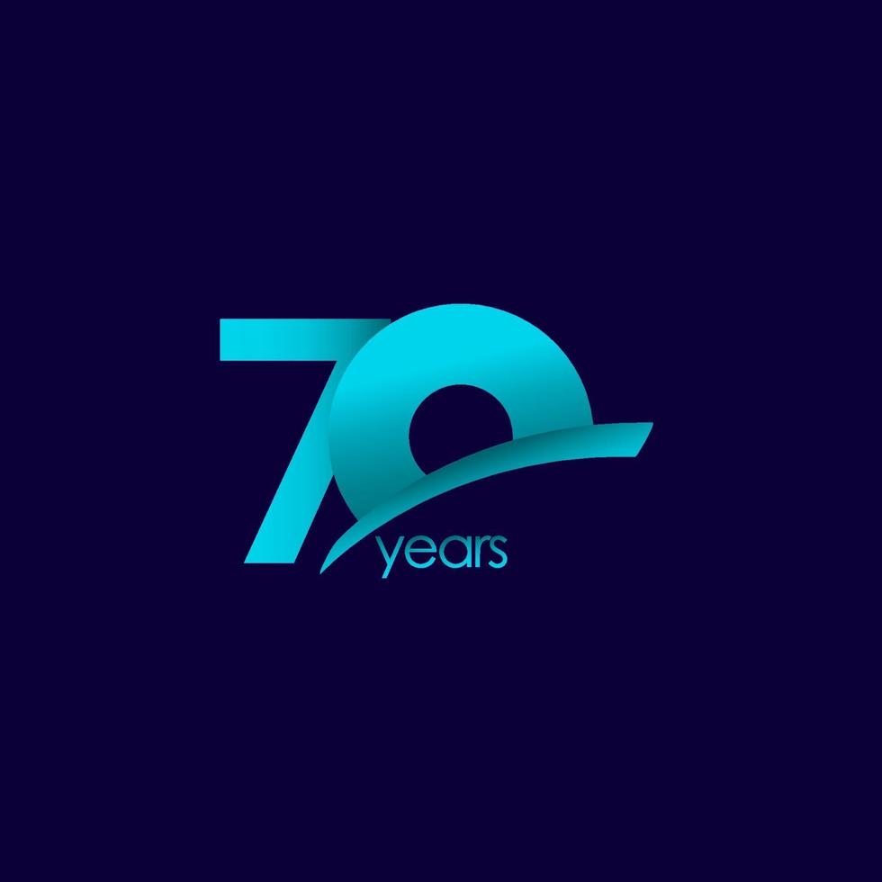 70 Years Anniversary Celebration Blue Shape Vector Template Design Illustration