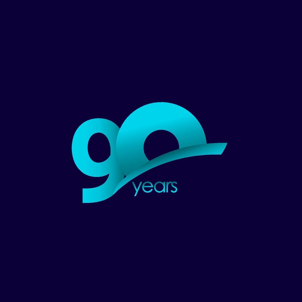 90 Years Anniversary Celebration Blue Shape Vector Template Design Illustration