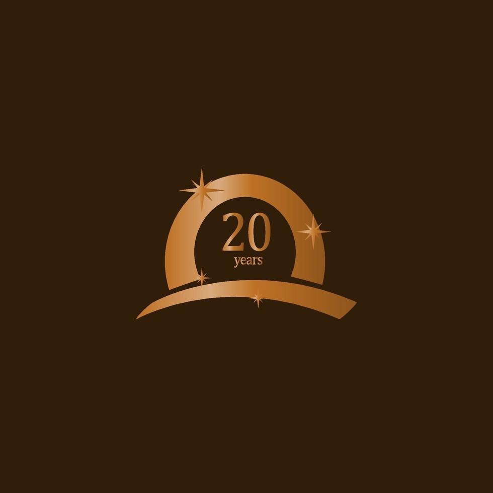 20 Years Anniversary Celebration Brown Gold Vector Template Design Illustration