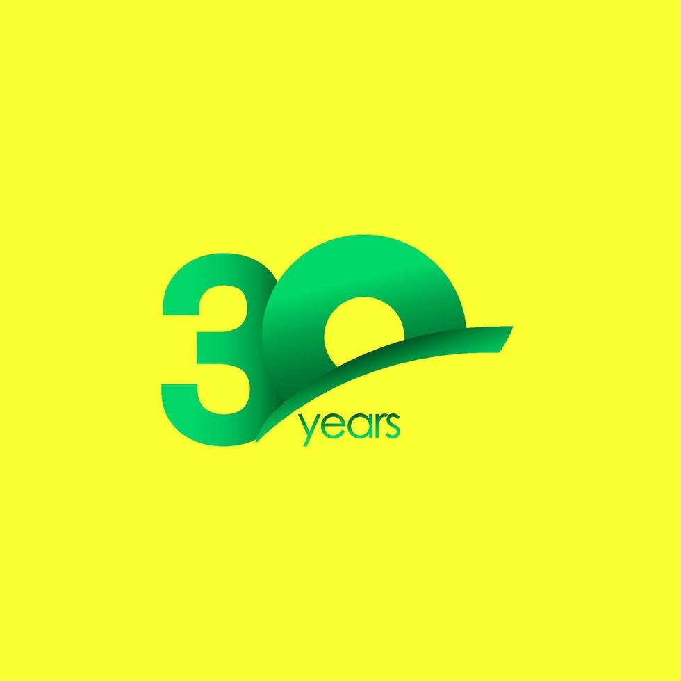 30 Years Anniversary Celebration Green Shape Vector Template Design Illustration