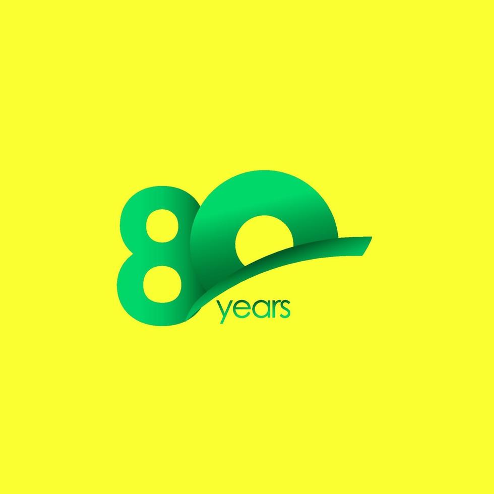 Ilustración de diseño de plantilla de vector de forma verde de celebración de aniversario de 80 años
