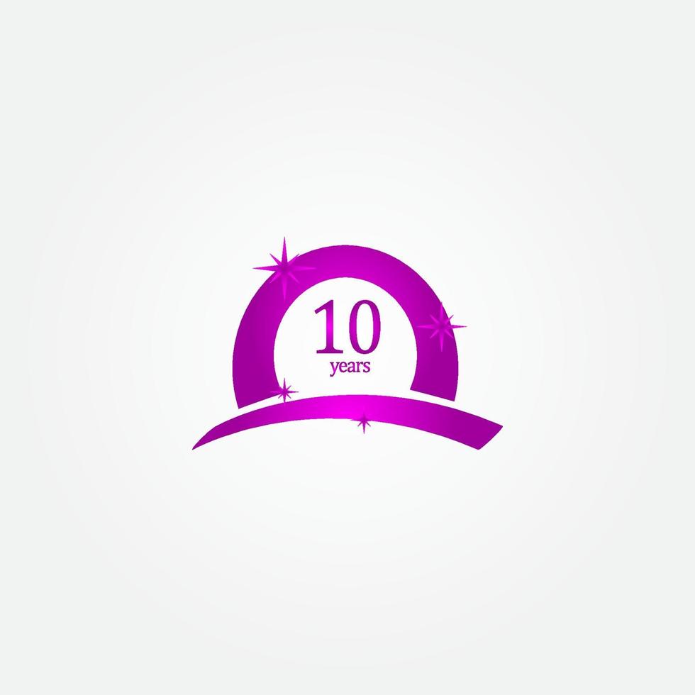 10 Years Anniversary Celebration Purple Vector Template Design Illustration