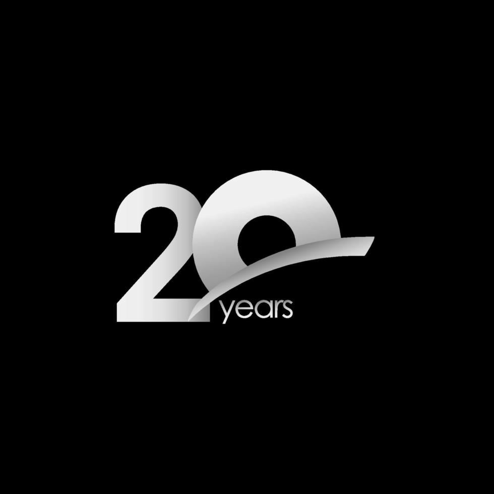 Ilustración de diseño de plantilla de vector de forma blanca de celebración de aniversario de 20 años