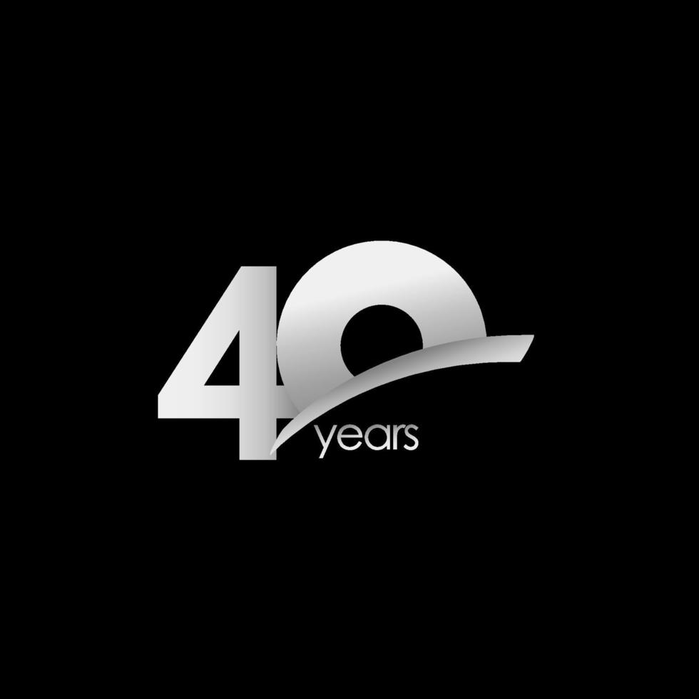 40 Years Anniversary Celebration White Shape Vector Template Design Illustration
