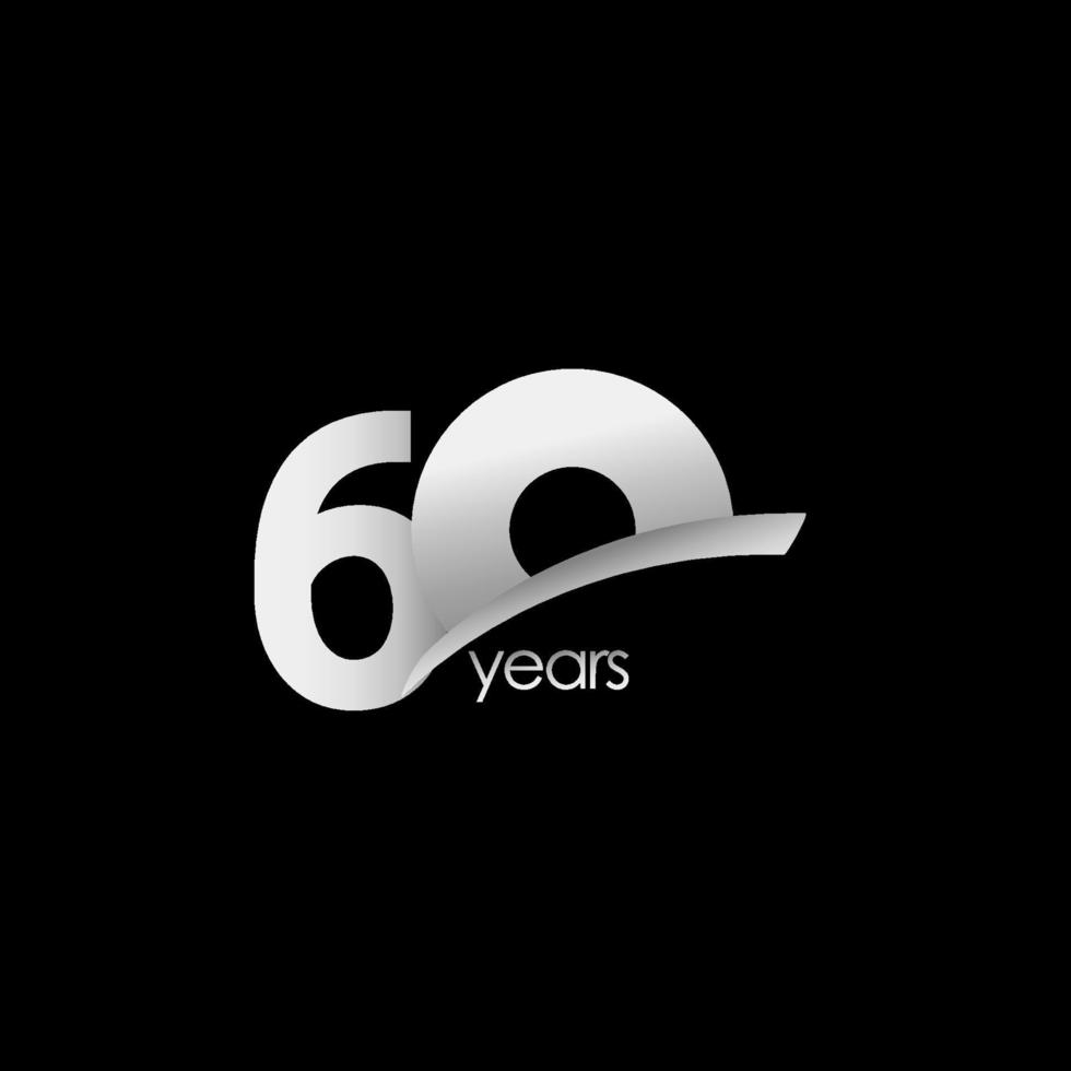 60 Years Anniversary Celebration White Shape Vector Template Design Illustration