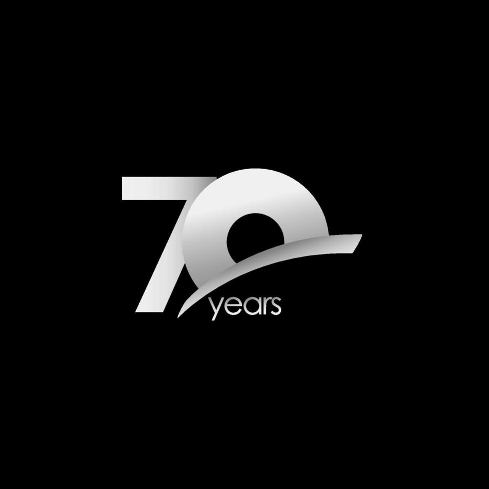 70 Years Anniversary Celebration White Shape Vector Template Design Illustration