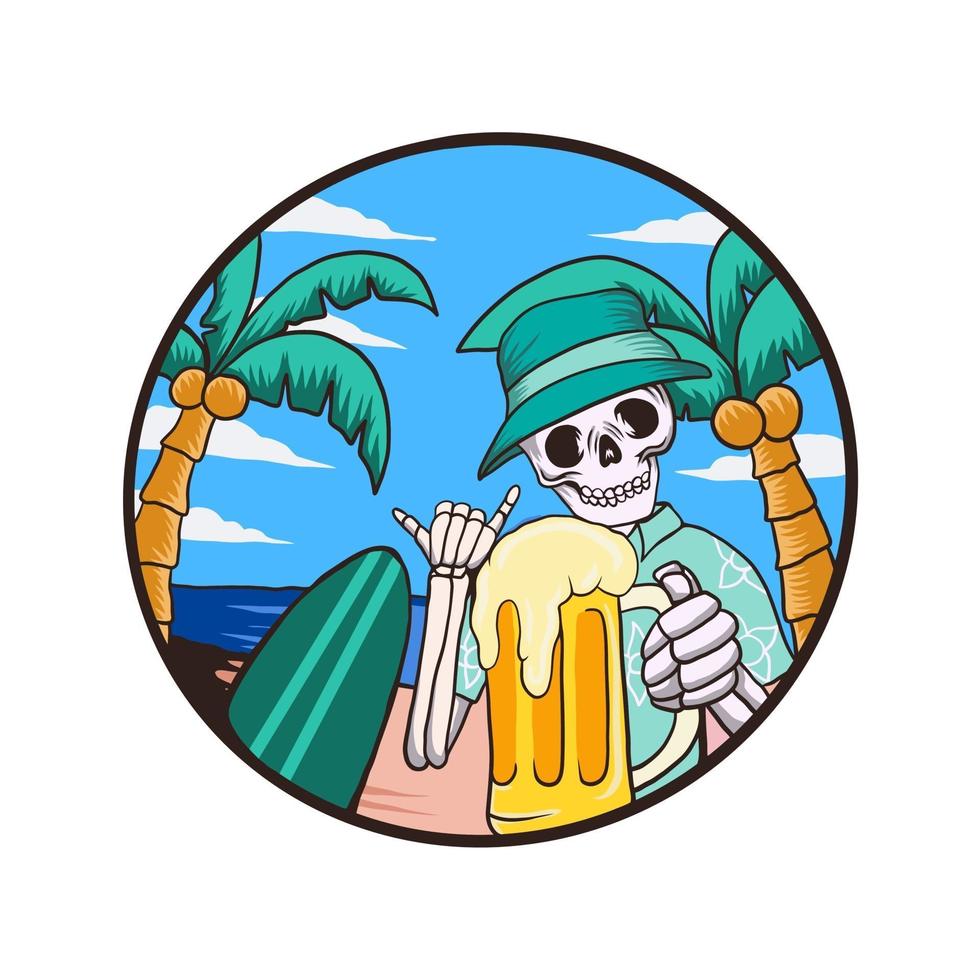 skull summer beach vector