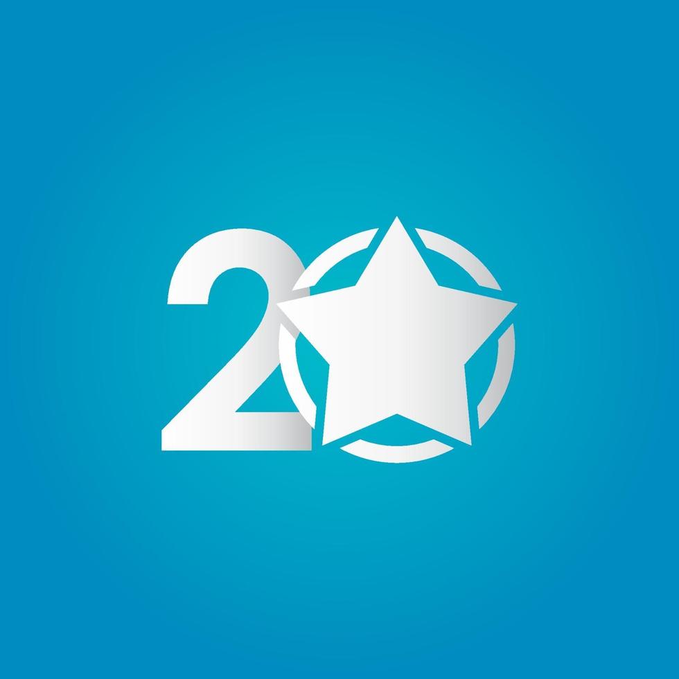 20 Years Anniversary Star White Celebration Vector Template Design Illustration