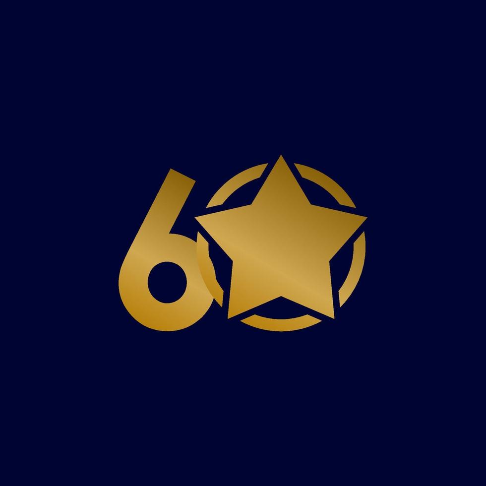 60 Years Anniversary Star Gold Celebration Vector Template Design Illustration