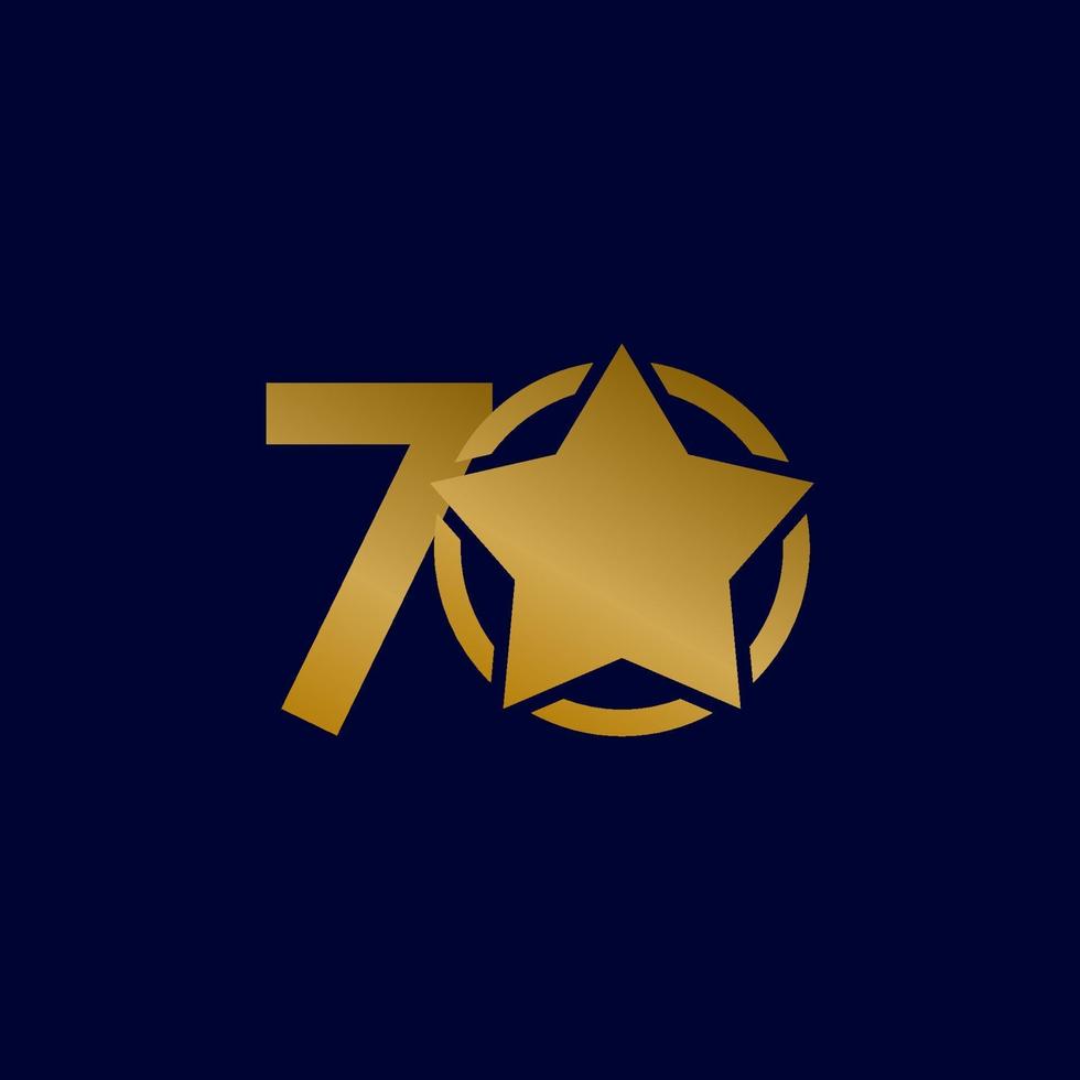 70 Years Anniversary Star Gold Celebration Vector Template Design Illustration