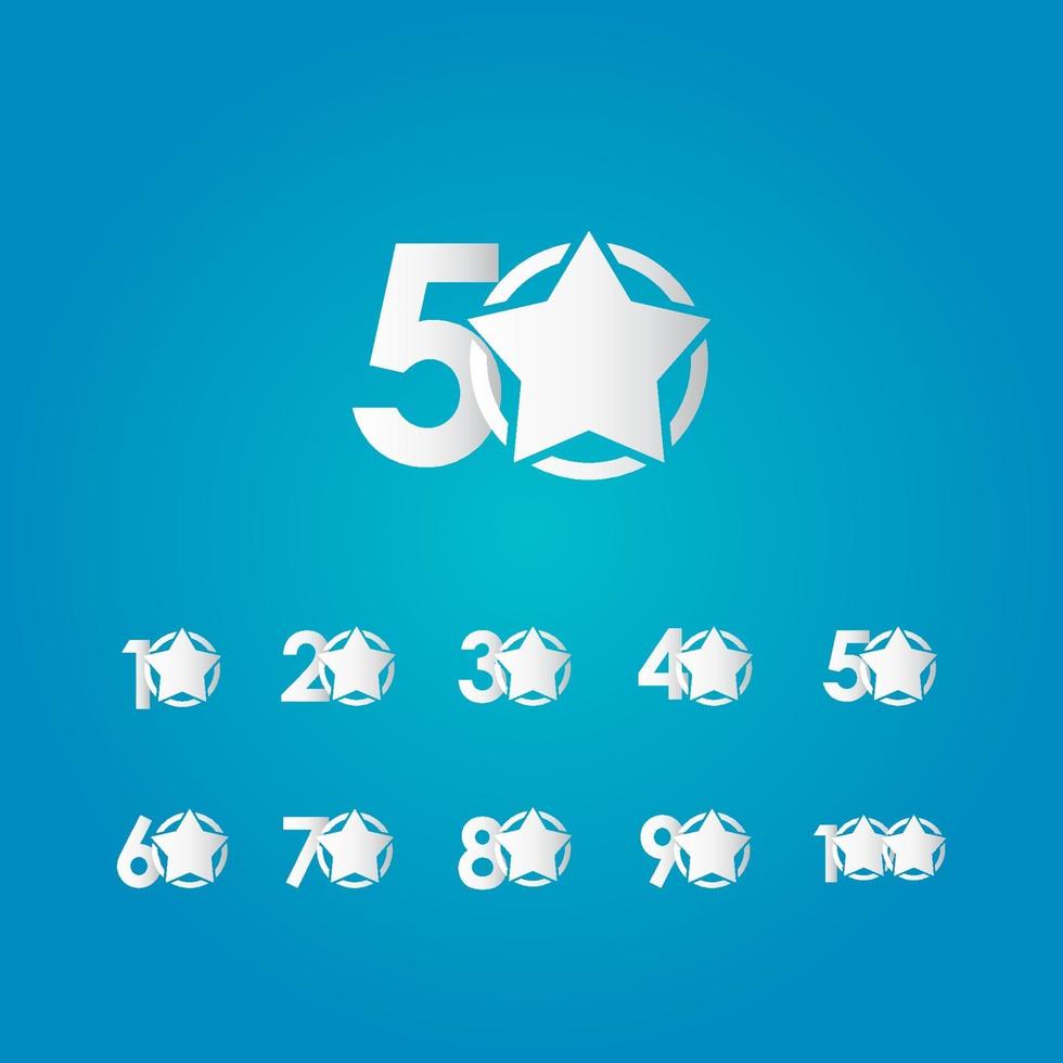 50 Years Anniversary Star White Celebration set Vector Template Design Illustration
