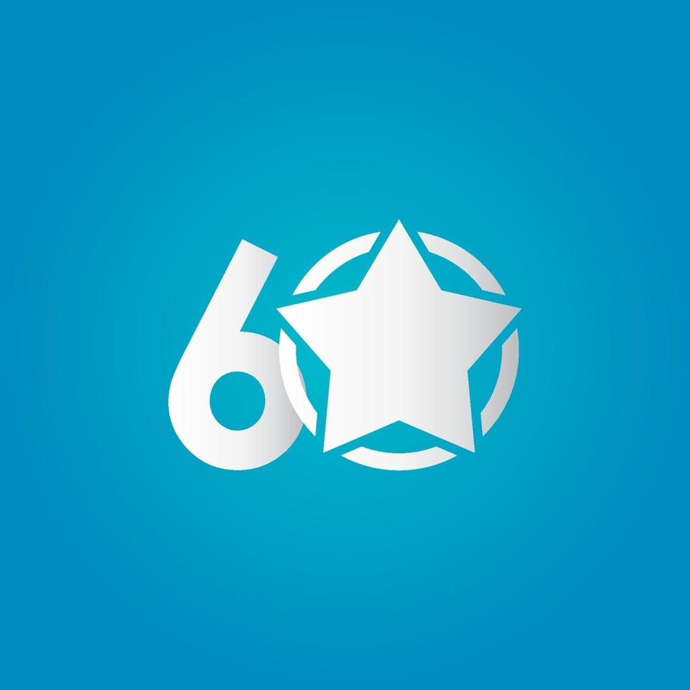 60 Years Anniversary Star White Celebration Vector Template Design Illustration