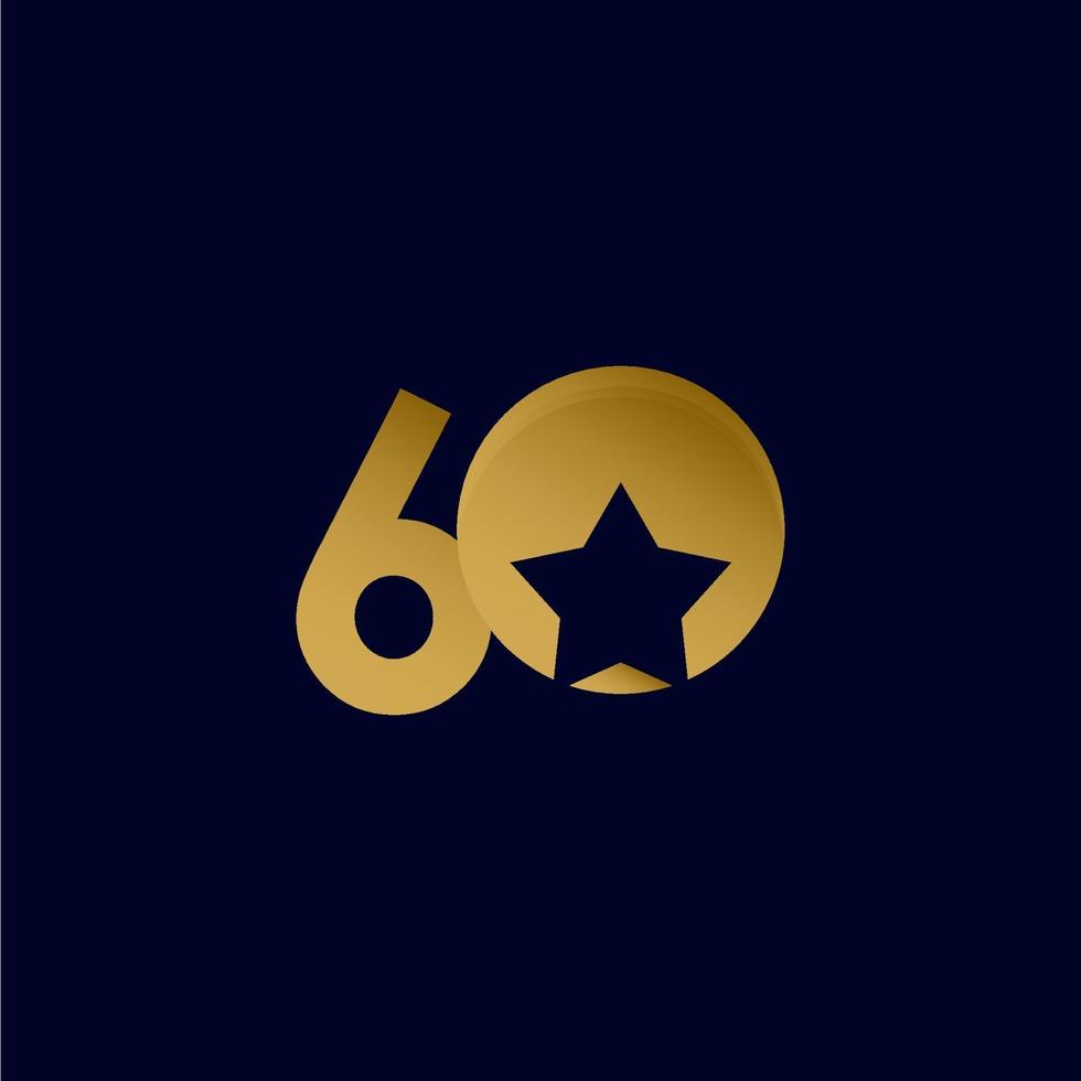 60 Years Anniversary Star Ball Gold Celebration Vector Template Design Illustration