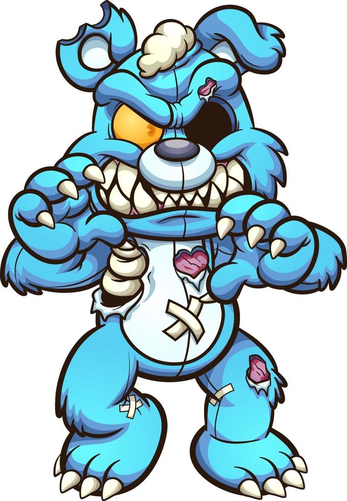 oso zombie de dibujos animados vector