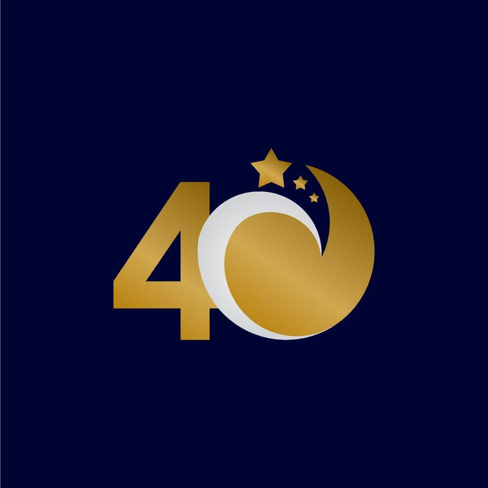 40 Years Anniversary Star Dash Gold Celebration Vector Template Design Illustration