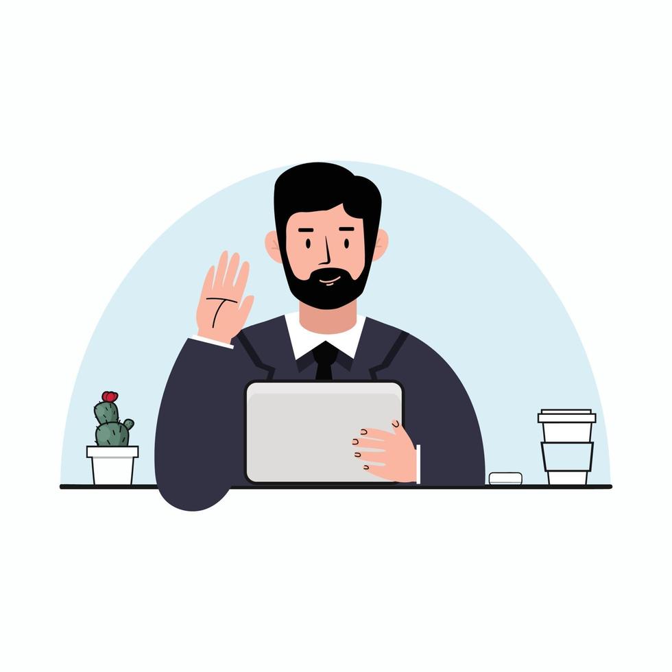 Businessman With Hand Raised Making a Promise vector