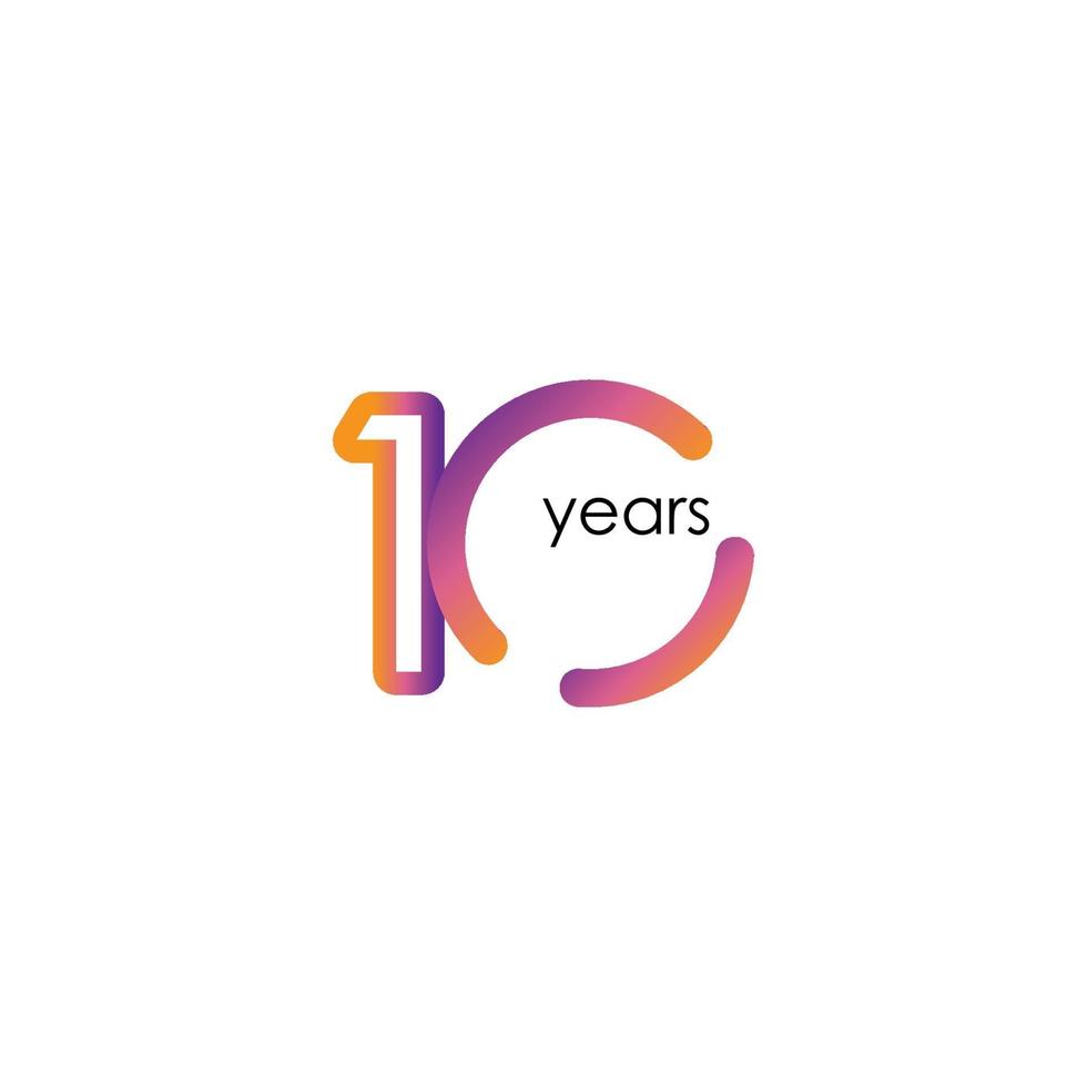 10 Years Anniversary Color full elegant Celebration Vector Template Design Illustration