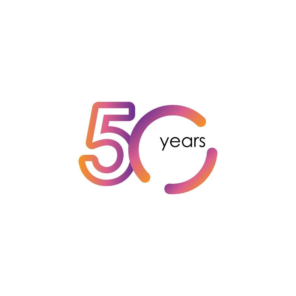 50 Years Anniversary Color full elegant Celebration Vector Template Design Illustration