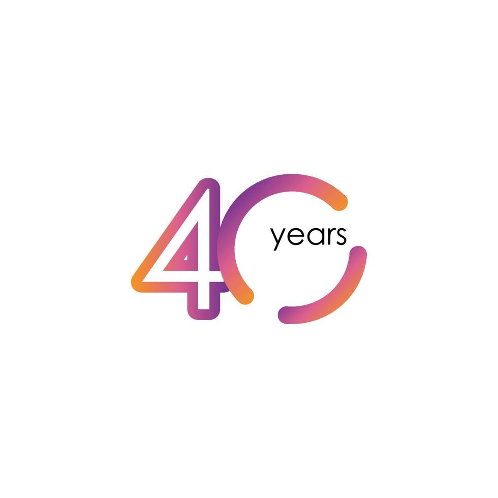 40 Years Anniversary Color full elegant Celebration Vector Template Design Illustration