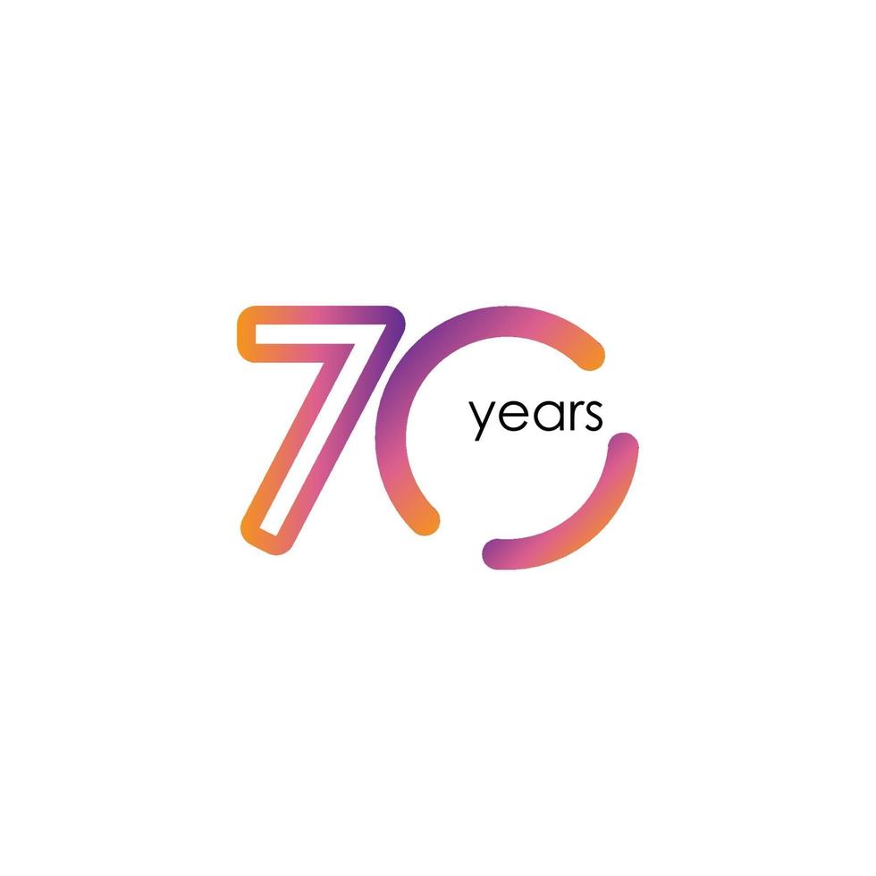 70 Years Anniversary Color full elegant Celebration Vector Template Design Illustration