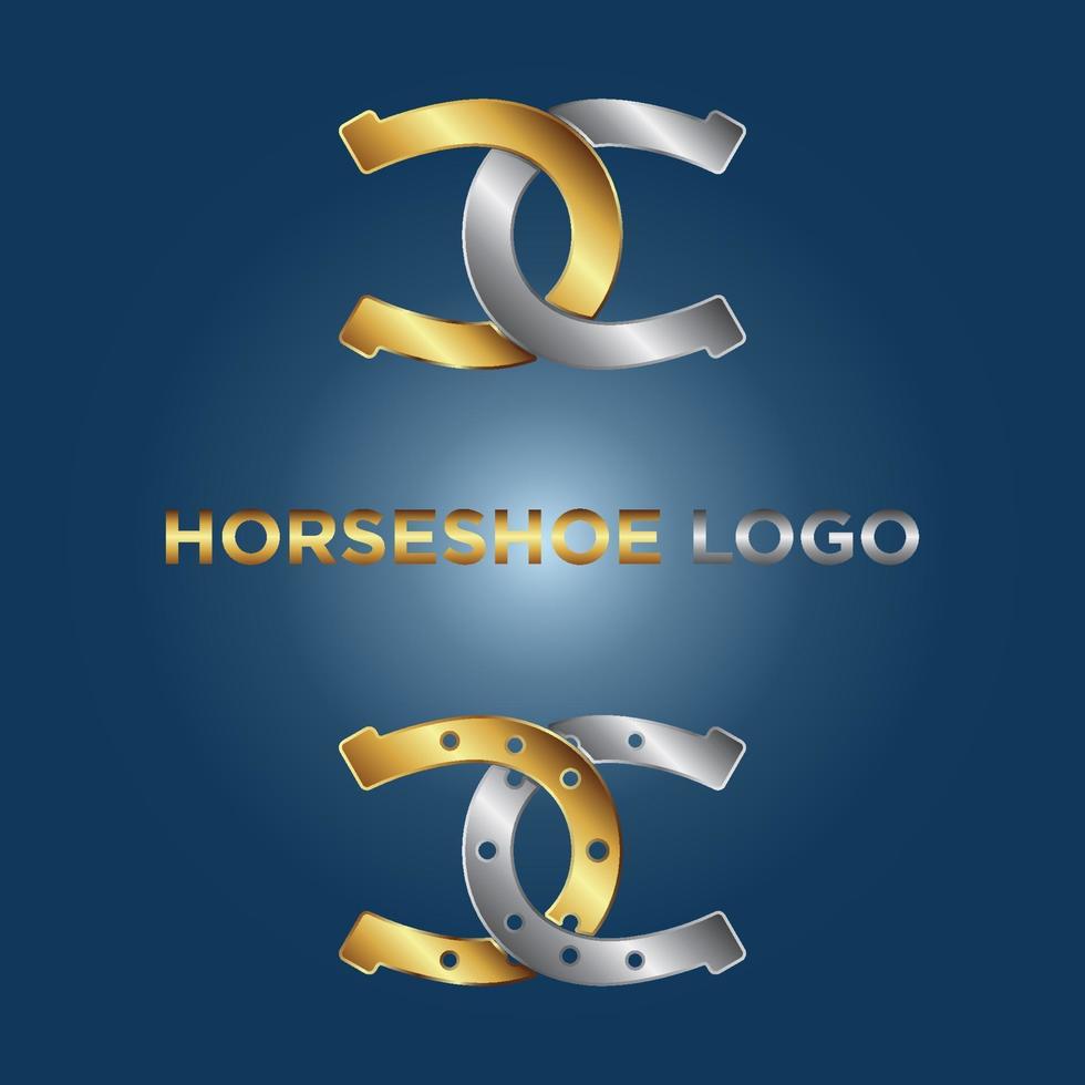 elementos del logotipo de herradura de oro y plata vector