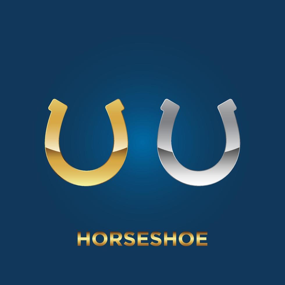 Gold and silver horseshoe elements vector