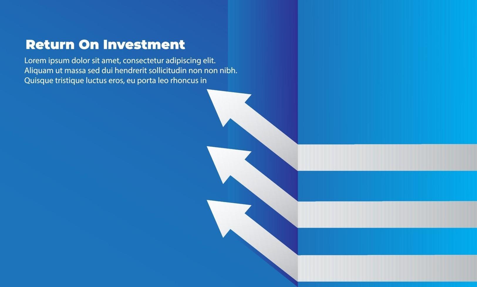 concepto de dirección de destino de flecha de negocio para el éxito. retorno de la inversión roi. aplicable para promoción, póster de portada, infografía, página de destino, ui, ux, persecución, baner, redes sociales publicadas vector