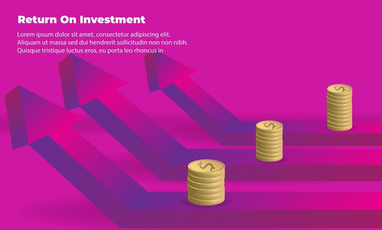business arrow target direction concept to success. Return on investment ROI. Applicable for promotion , cover poster, infographic,  landing page, ui, ux, persentation,  baner, social media posted vector