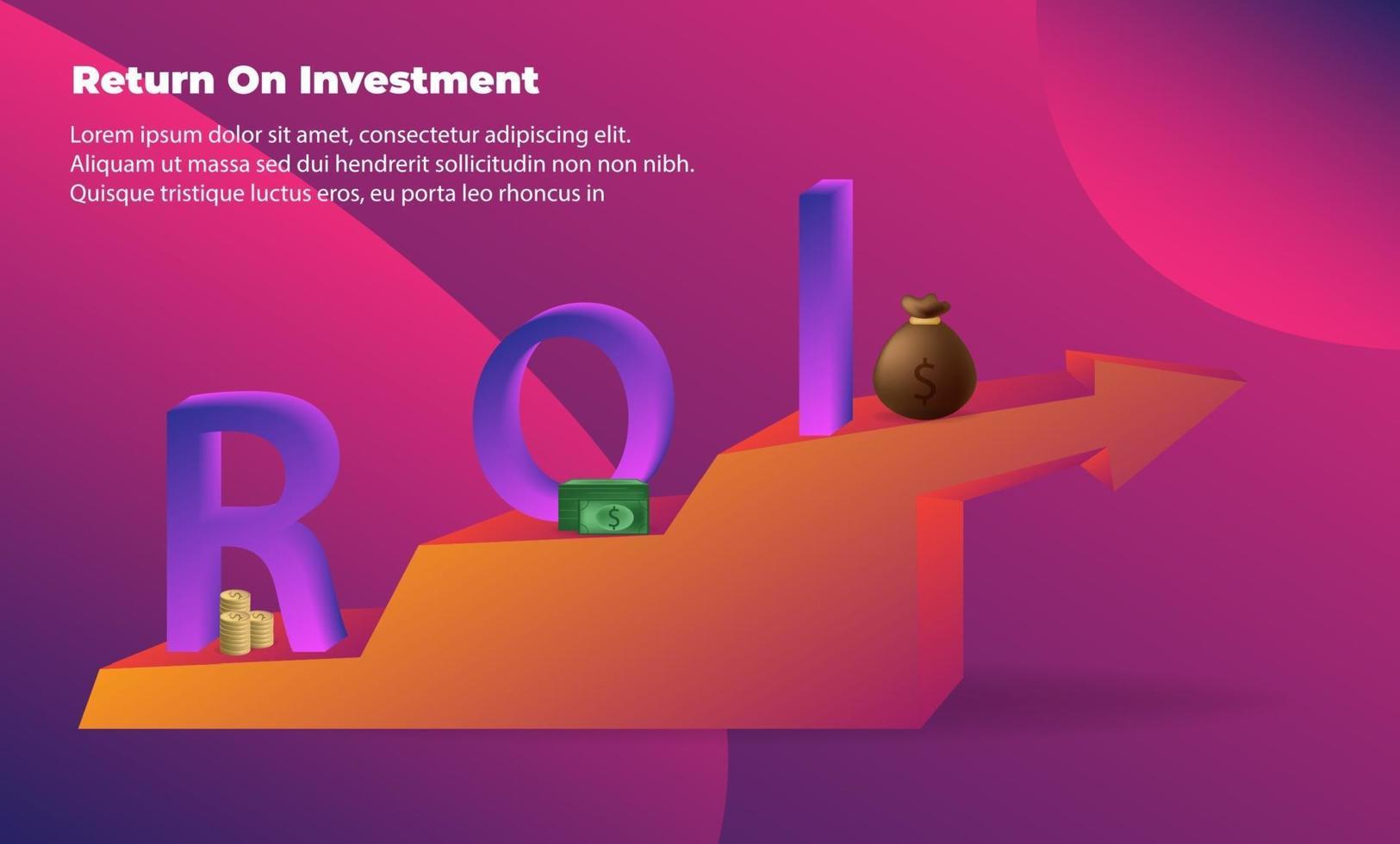 business arrow target direction concept to success. Return on investment ROI. Applicable for promotion , cover poster, infographic,  landing page, ui, ux, persentation,  baner, social media posted vector