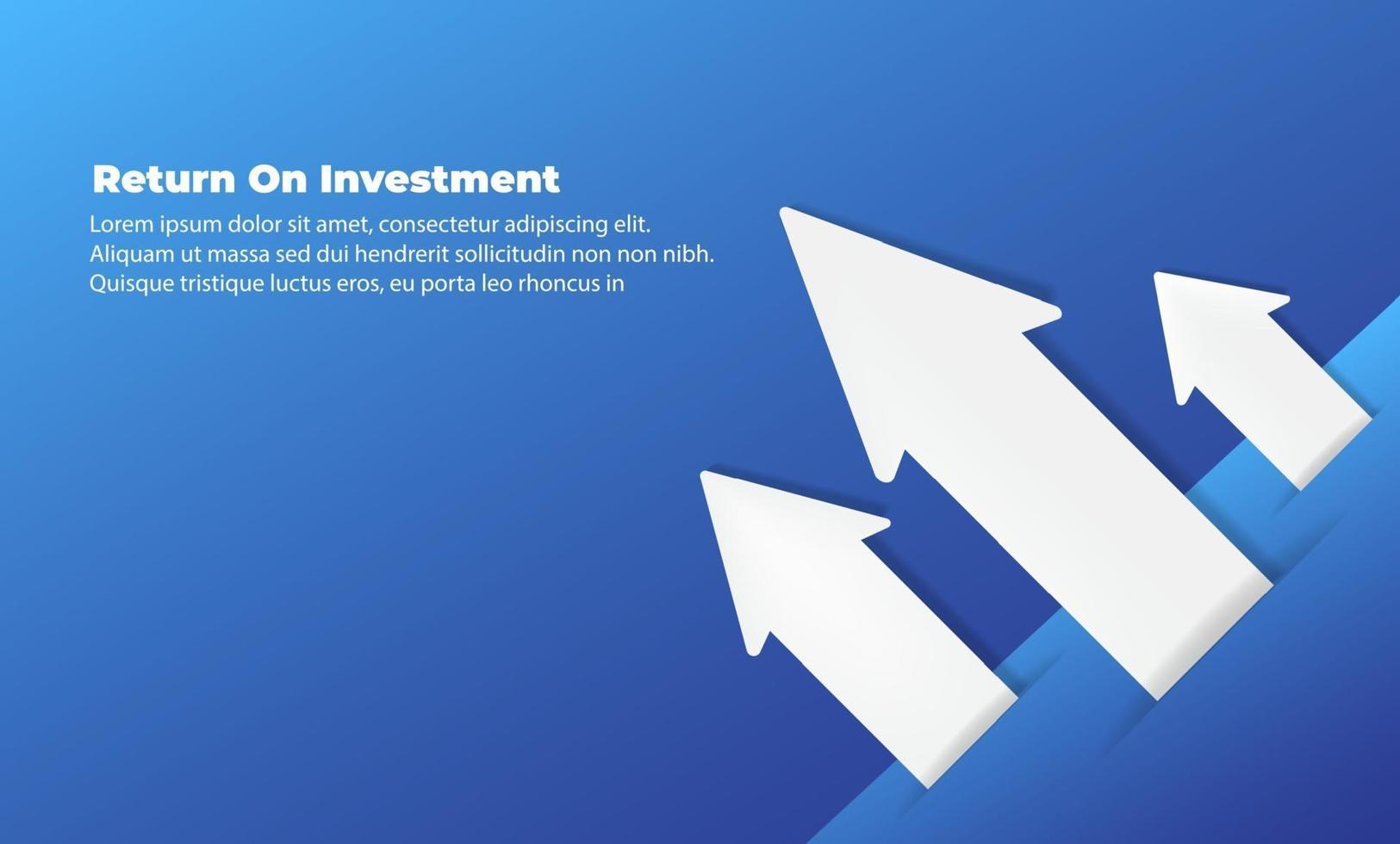 concepto de dirección de destino de flecha de negocio para el éxito. retorno de la inversión roi. aplicable para promoción, póster de portada, infografía, página de destino, ui, ux, persecución, baner, redes sociales publicadas vector