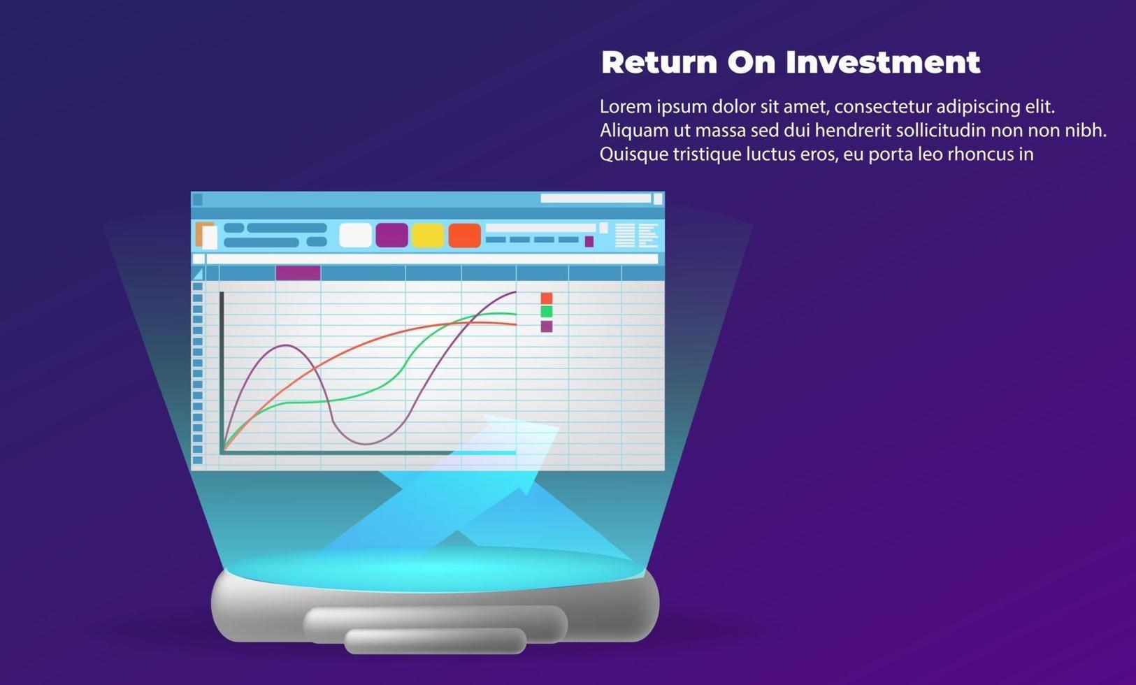 business arrow target direction concept to success. Return on investment ROI. Applicable for promotion , cover poster, infographic,  landing page, ui, ux, persentation,  baner, social media posted vector