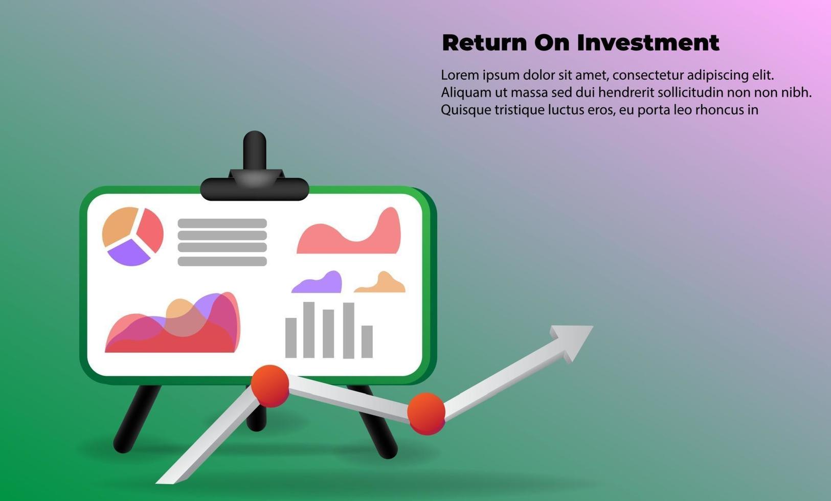 business arrow target direction concept to success. Return on investment ROI. Applicable for promotion , cover poster, infographic,  landing page, ui, ux, persentation,  baner, social media posted vector