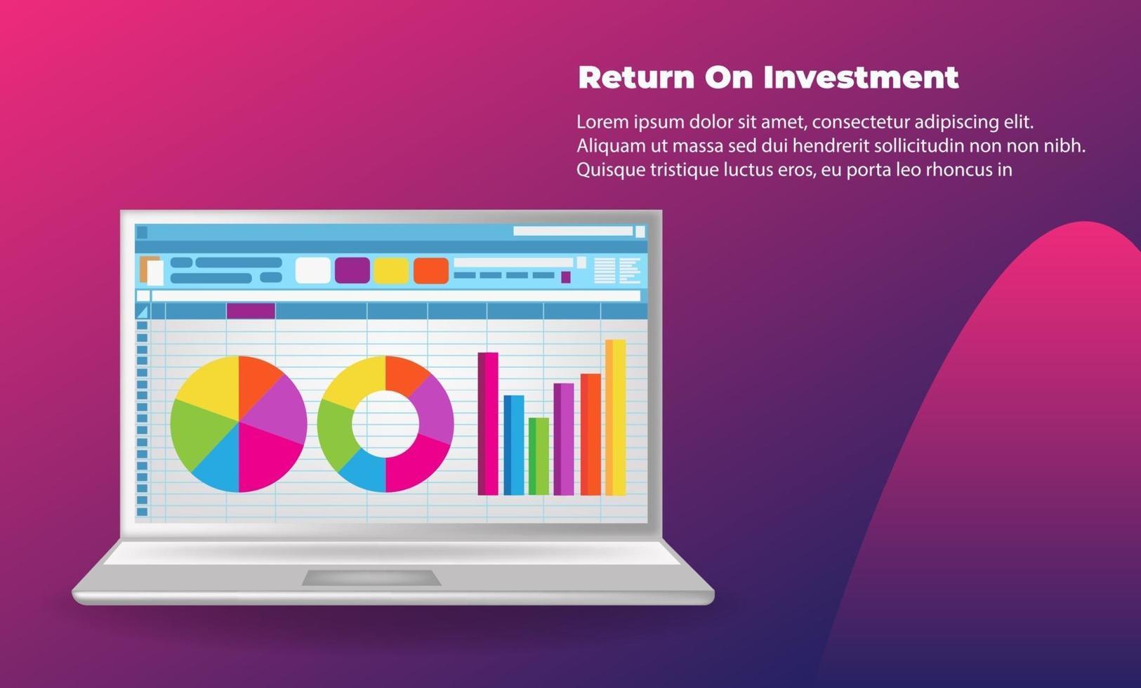 business arrow target direction concept to success. Return on investment ROI. Applicable for promotion , cover poster, infographic,  landing page, ui, ux, persentation,  baner, social media posted vector