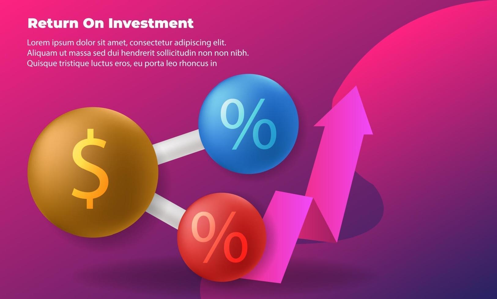 business arrow target direction concept to success. Return on investment ROI. Applicable for promotion , cover poster, infographic,  landing page, ui, ux, persentation,  baner, social media posted vector