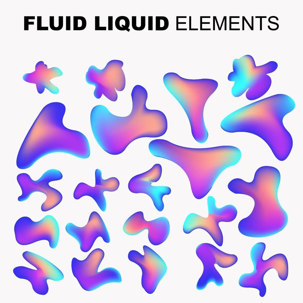 fluid shape vector set. gradient liquid with neon colors