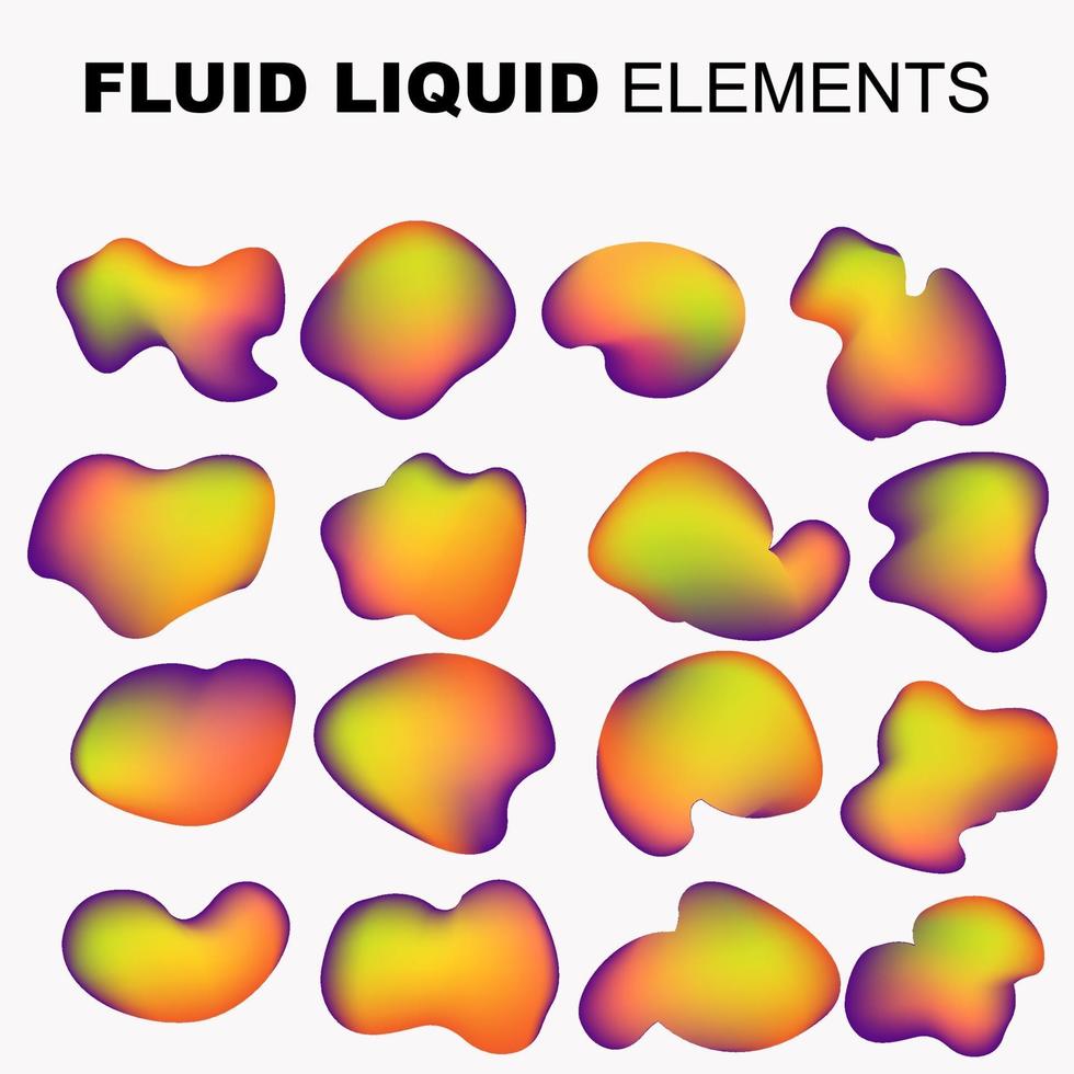 fluid shape vector set. gradient liquid with neon colors