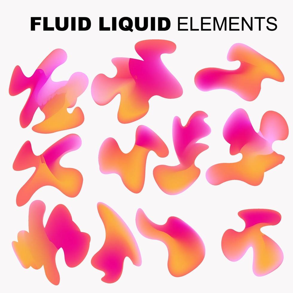 fluid shape vector set. gradient liquid with neon colors