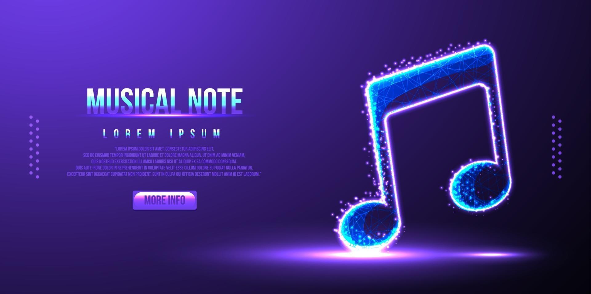 musical note, instrument low poly wireframe mesh vector illustration