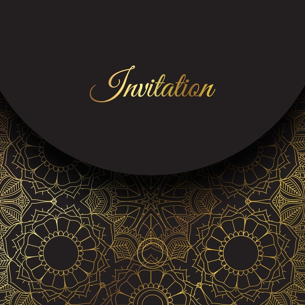 Elegant invitation background with gold mandala design vector