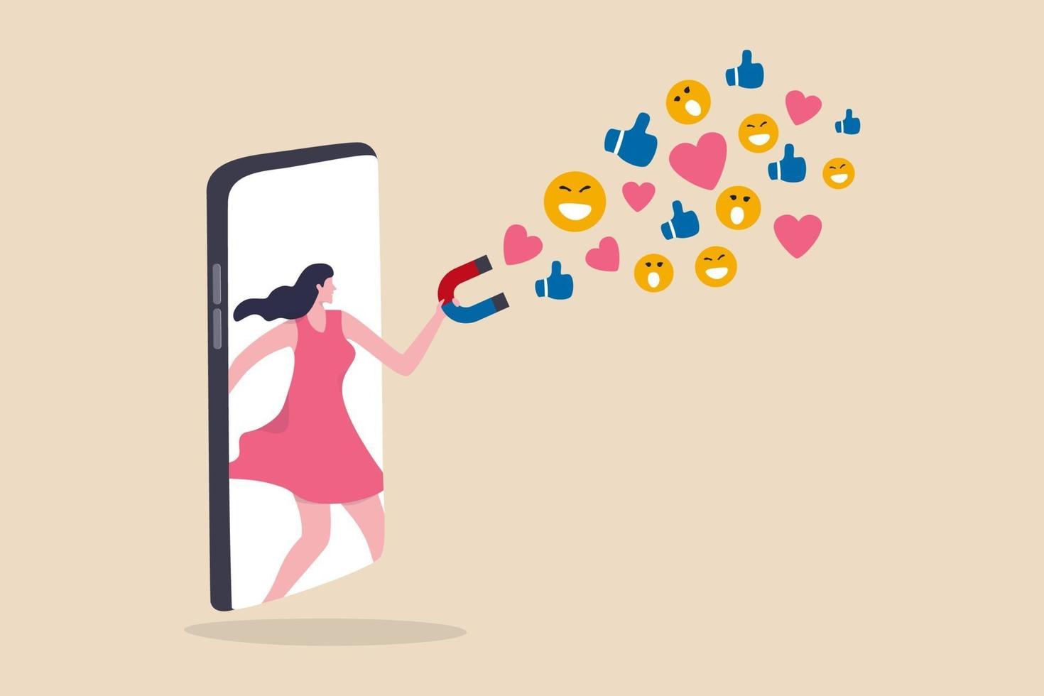 Influencer marketing, redes sociales digitales para campañas de marketing o concepto publicitario. vector