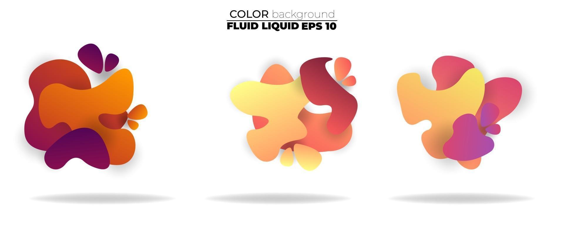Fluid shape vector set. Gradient liquid with neon colors, item for the design of a logo, flyer, presentation, gift card, poster on wall, landing page, cover book, banner, social media post
