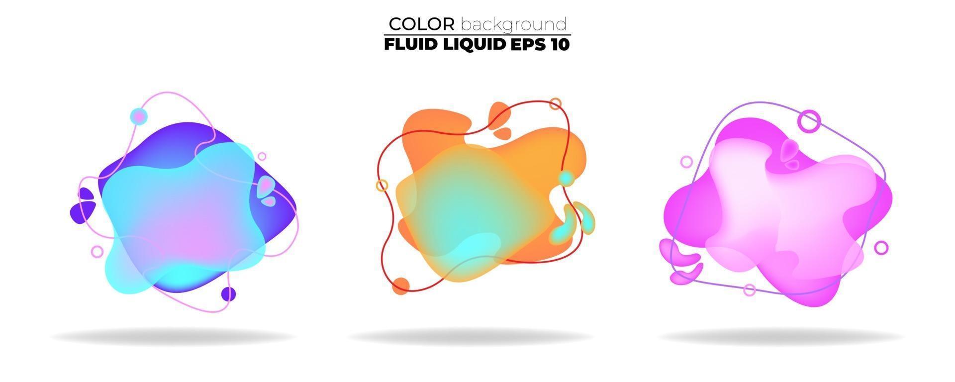 Fluid shape vector set. Gradient liquid with neon colors, item for the design of a logo, flyer, presentation, gift card, poster on wall, landing page, cover book, banner, social media post