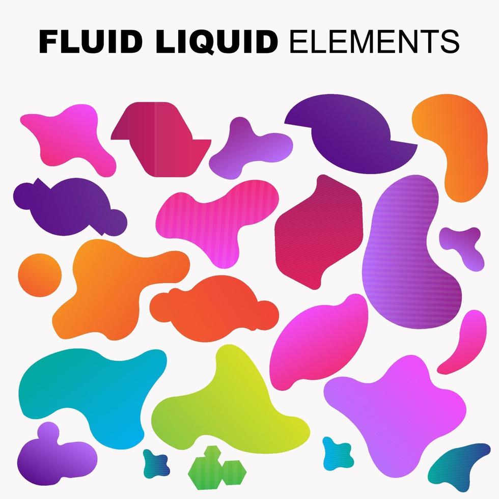 Fluid shape vector set. Gradient liquid with neon colors, item for the design of a logo, flyer, presentation, gift card, poster on wall, landing page, cover book, banner, social media post