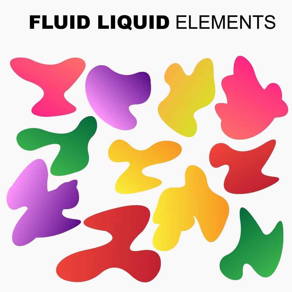 Fluid shape vector set. Gradient liquid with neon colors, item for the design of a logo, flyer, presentation, gift card, poster on wall, landing page, cover book, banner, social media post