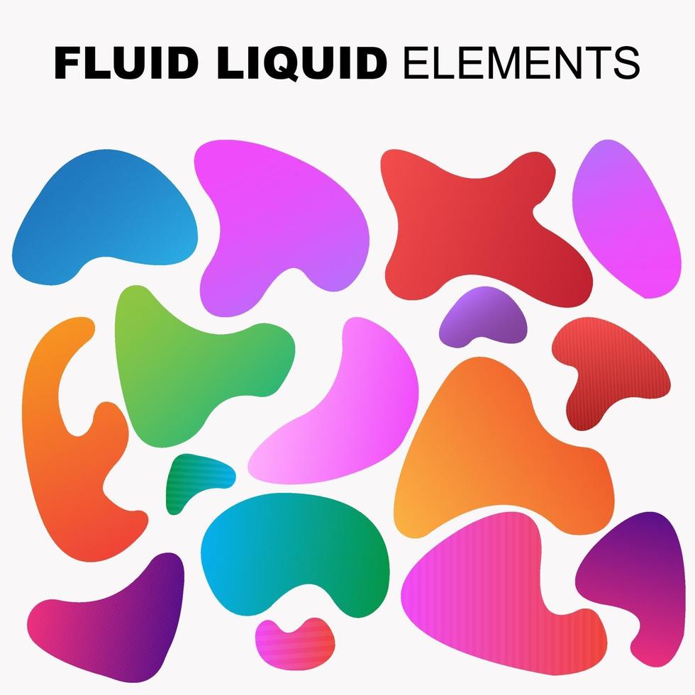 Fluid shape vector set. Gradient liquid with neon colors, item for the design of a logo, flyer, presentation, gift card, poster on wall, landing page, cover book, banner, social media post