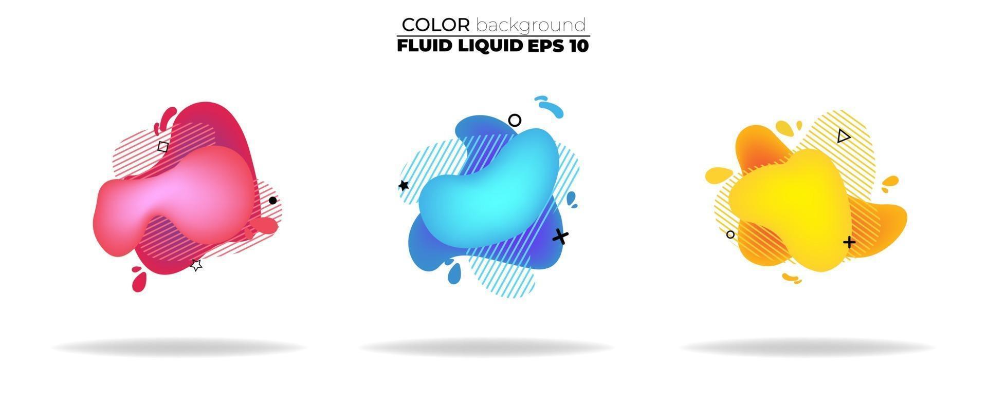 Fluid shape vector set. Gradient liquid with neon colors, item for the design of a logo, flyer, presentation, gift card, poster on wall, landing page, cover book, banner, social media post