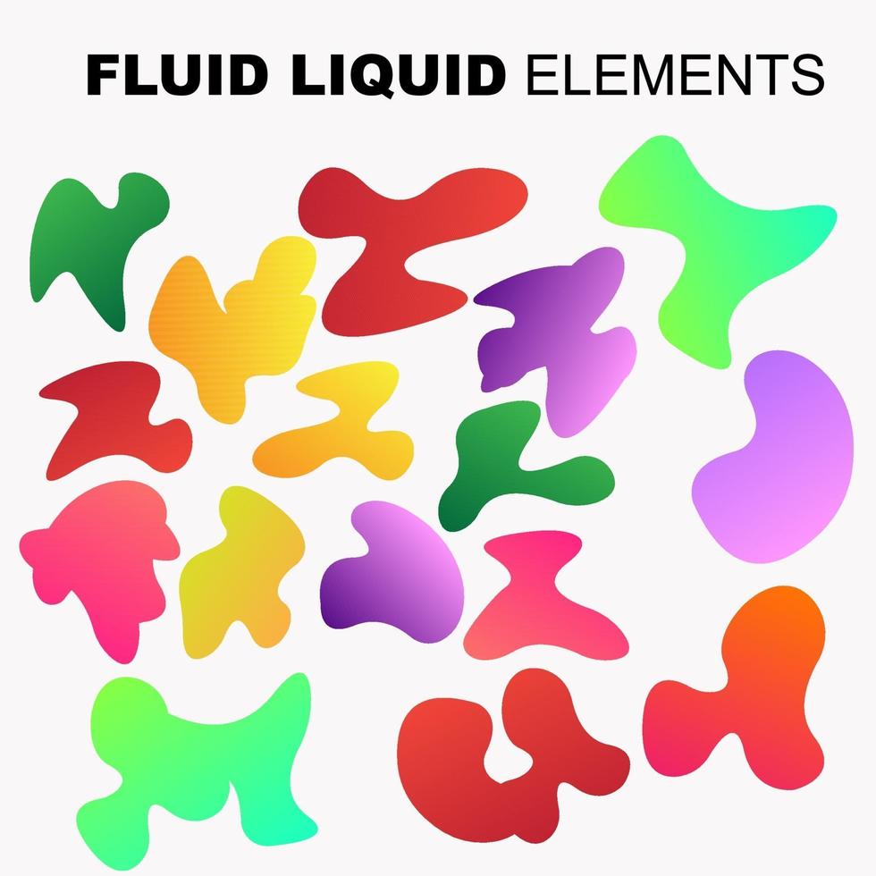 Fluid shape vector set. Gradient liquid with neon colors, item for the design of a logo, flyer, presentation, gift card, poster on wall, landing page, cover book, banner, social media post